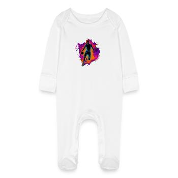 Basketballspieler Retro Look - Baby Bio-Schlafanzug mit Kratzhandschuhen - Weiß - Vorne