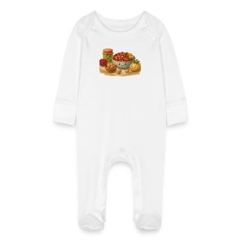 Salade de vinaigrette - Grenouillère bio avec gants Bébé - blanc - Devant