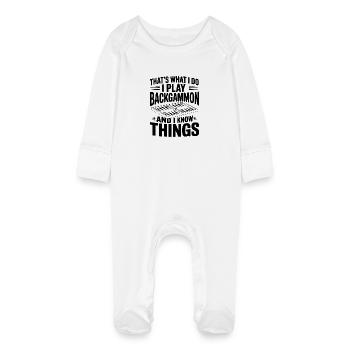 That's What I Do I Play Backgammon - Baby Organic Sleepsuit with Scratch Mitts - white - Front