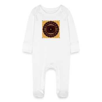 Mandala de l’Œil de Feu - Grenouillère bio avec gants Bébé - blanc - Devant