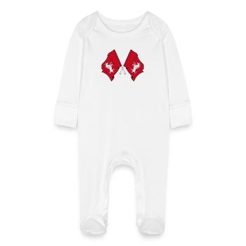Two crossed flags Kent - Baby Organic Sleepsuit with Scratch Mitts - white - Front