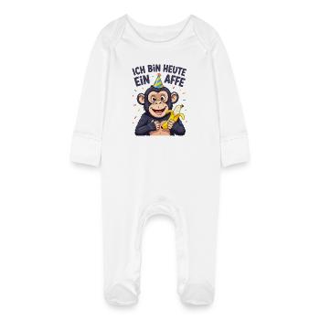 Costume de singe Costume d’animal de chimpanzé Carnaval drôle - Grenouillère bio avec gants Bébé - blanc - Devant