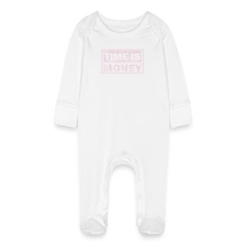 Le temps est de l’argent graphiques - Grenouillère bio avec gants Bébé - blanc - Devant