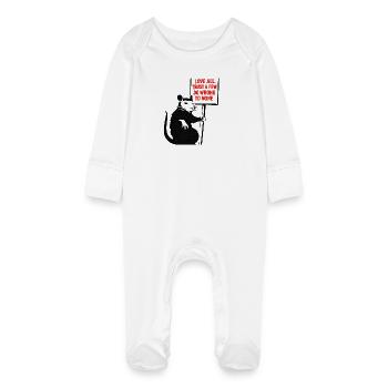 Rat avec pancarte de protestation - Grenouillère bio avec gants Bébé - blanc - Devant