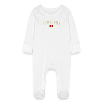 Emblème Montreux Suisse Rétro - Grenouillère bio avec gants Bébé - blanc - Devant