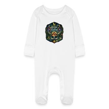 Die Tiefe Hört Himmlische Nacht - Baby Bio-Schlafanzug mit Kratzhandschuhen - Weiß - Vorne