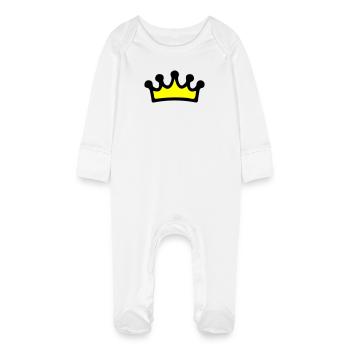 Symbole de la couronne - Grenouillère bio avec gants Bébé - blanc - Devant