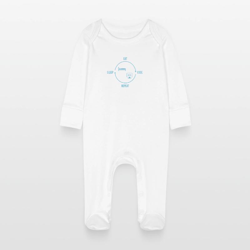 Répétition du code Manger Sommeil - Cycle du programmeur Grenouillère bio avec gants Bébé