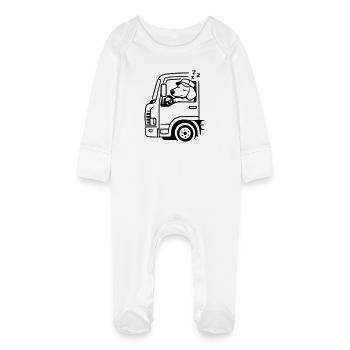 Chauffeur camion Chauffeur longue distance Chienne dormant - Grenouillère bio avec gants Bébé - blanc - Devant