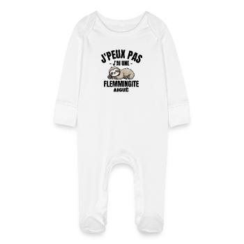 flemme, fatigue, repos - Grenouillère bio avec gants Bébé - blanc - Devant