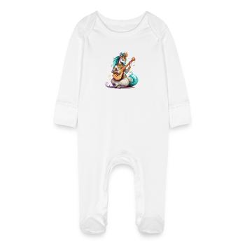 Musicien licorne avec luth doré - Grenouillère bio avec gants Bébé - blanc - Devant
