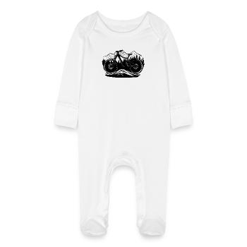 Mountain biking - Baby Organic Sleepsuit with Scratch Mitts - white - Front