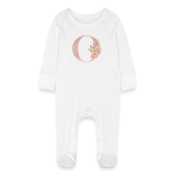 C Florale Monogramme Pastel - Grenouillère bio avec gants Bébé - blanc - Devant