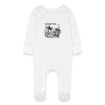Conception de la plage - Grenouillère bio avec gants Bébé - blanc - Devant