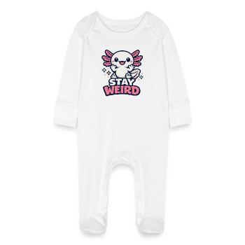 Stay weird - Axolotl - Baby Bio-Schlafanzug mit Kratzhandschuhen - Weiß - Vorne