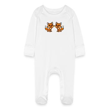 Couple Renard - Grenouillère bio avec gants Bébé - blanc - Devant