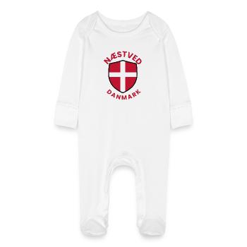 Bouclier du drapeau du Danemark de Nästved - Grenouillère bio avec gants Bébé - blanc - Devant
