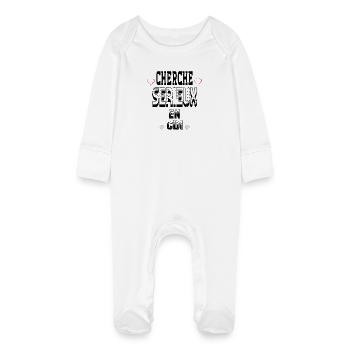 Cherche Sérieux en CDI - Grenouillère bio avec gants Bébé - blanc - Devant