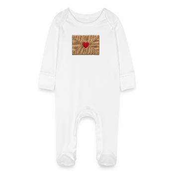 Liebesbrief im bestickten Look (gedruckt) - Baby Bio-Schlafanzug mit Kratzhandschuhen - Weiß - Vorne