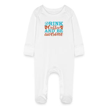 Drink coffee and be unique - Baby Organic Sleepsuit with Scratch Mitts - white - Front