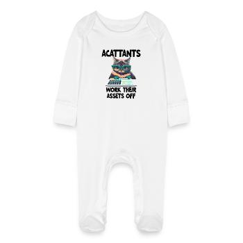 Des comptables drôles travaillent avec leurs actifs - Grenouillère bio avec gants Bébé - blanc - Devant