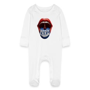 Pop Art de la Langue de Paris - Grenouillère bio avec gants Bébé - blanc - Devant