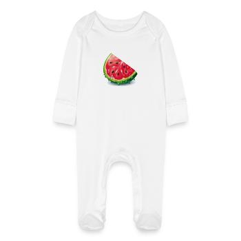 Tranche de pastèque - Grenouillère bio avec gants Bébé - blanc - Devant