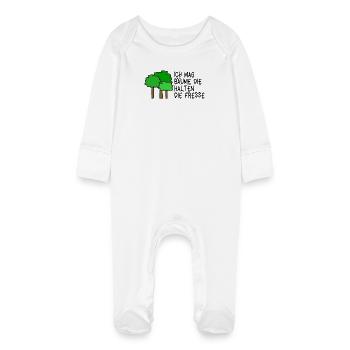 I like trees that keep their mouths shut - Baby Organic Sleepsuit with Scratch Mitts - white - Front