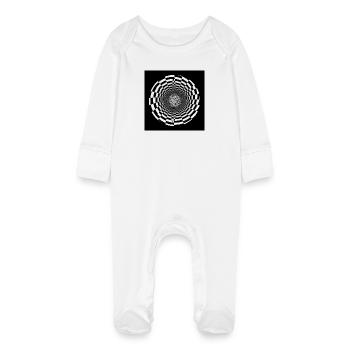 Black and white optical vortex - Baby Organic Sleepsuit with Scratch Mitts - white - Front