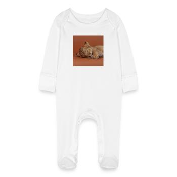 Petit guépard endormi - Grenouillère bio avec gants Bébé - blanc - Devant
