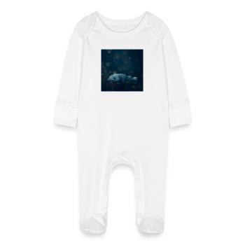 Blue Night Geometrische Eisbären - Baby Bio-Schlafanzug mit Kratzhandschuhen - Weiß - Vorne