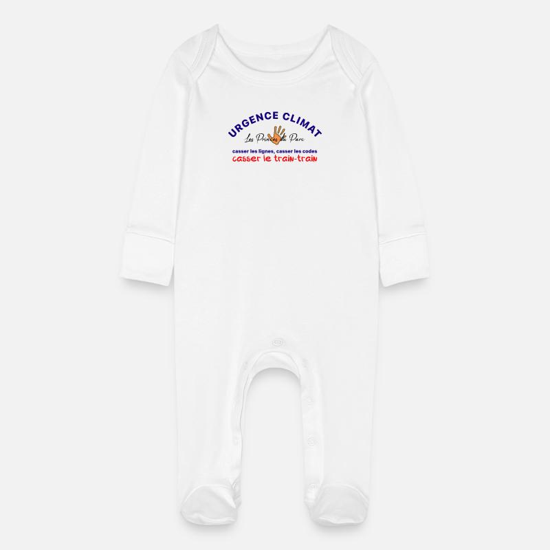 Urgence_climat_casser_le_train-train - Grenouillère bio avec gants Bébé - blanc