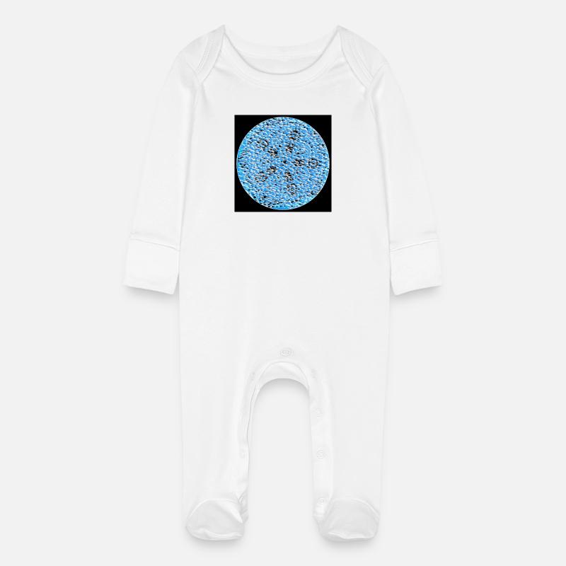 Cercle mosaïque de cailloux bleus - Grenouillère bio avec gants Bébé - blanc