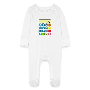 Neon Calculator Pop Art - Baby Organic Sleepsuit with Scratch Mitts - white - Front