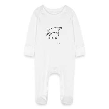 Dog - Baby Organic Sleepsuit with Scratch Mitts - white - Front