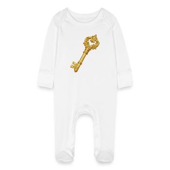 Clé d’Ornement en Or - Grenouillère bio avec gants Bébé - blanc - Devant