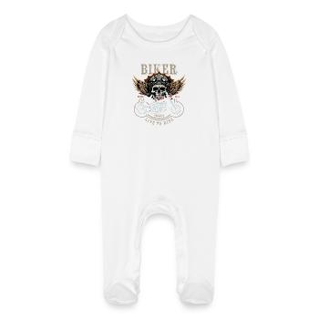 Biker Rules - Since 1984 - Live to Ride - Baby Organic Sleepsuit with Scratch Mitts - white - Front