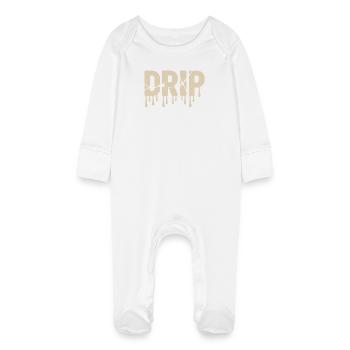 Melting Liquid Text Urban Style - Baby Organic Sleepsuit with Scratch Mitts - white - Front