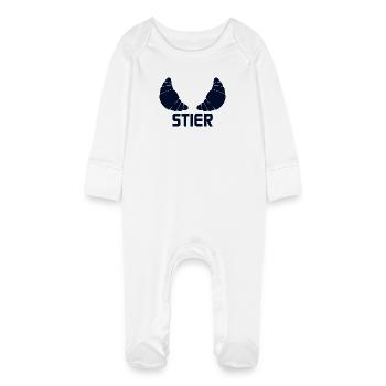 Zodiac sign Taurus Croissants - Baby Organic Sleepsuit with Scratch Mitts - white - Front