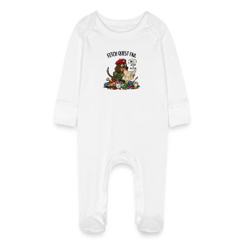 Fetch Quest Fail Pup - Baby Organic Sleepsuit with Scratch Mitts - white - Front