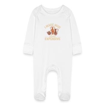 Pottery Addict Clay Art Creative Motif - Baby Organic Sleepsuit with Scratch Mitts - white - Front