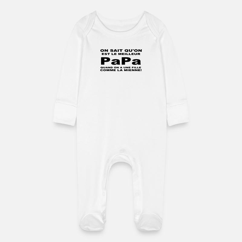 Meilleur papa - Grenouillère bio avec gants Bébé - blanc