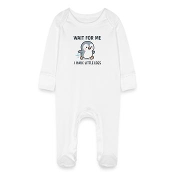 Penguin Saying Humor Meme Funny Gift Idea - Baby Organic Sleepsuit with Scratch Mitts - white - Front