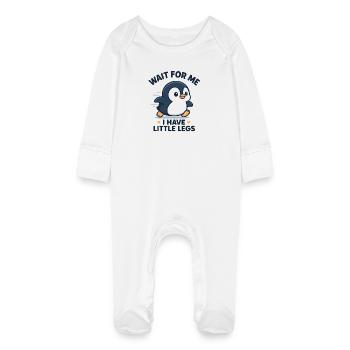 Penguin Saying Humor Meme Funny Gift Idea - Baby Organic Sleepsuit with Scratch Mitts - white - Front