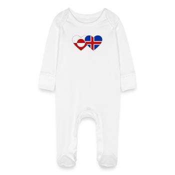 Drapeau du Groenland Danemark Cœur - Grenouillère bio avec gants Bébé - blanc - Devant