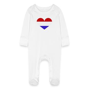 Drapeau du cœur des Pays-Bas - Grenouillère bio avec gants Bébé - blanc - Devant