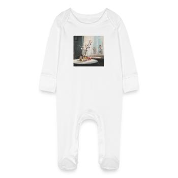 Une fenêtre sur des souvenirs chaleureux - Grenouillère bio avec gants Bébé - blanc - Devant