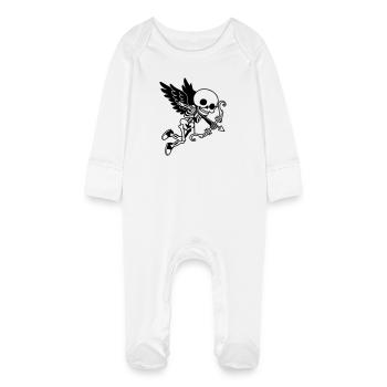 Cupidon Squelette aux ailes noires - Grenouillère bio avec gants Bébé - blanc - Devant