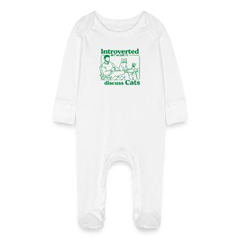 Introverted but ready to chat cats - Baby Organic Sleepsuit with Scratch Mitts - white - Front