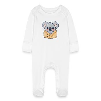 Koala cocon douillet pastel - Grenouillère bio avec gants Bébé - blanc - Devant